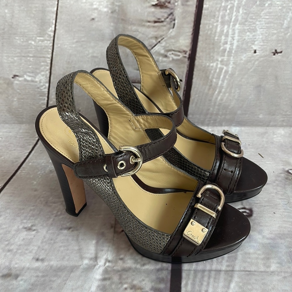 Coach buckle leather heels in size 7.5